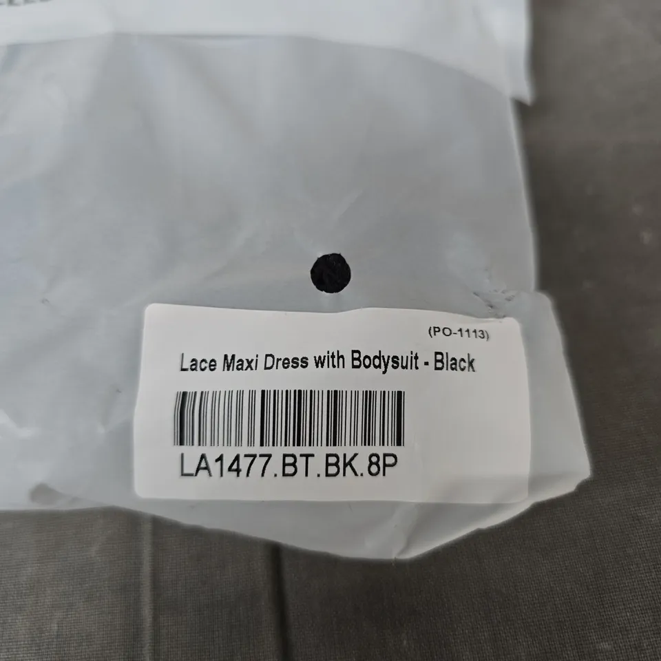 LOUNGE LACE MAXI DRESS WITH BODYSUIT – BLACK SIZE UNSPECIFIED