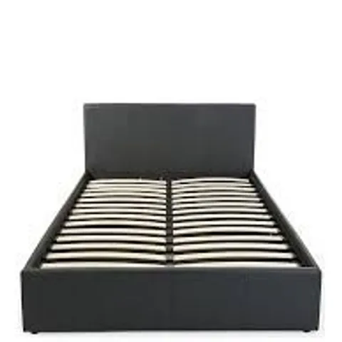 BOXED MARSTON SINGLE FAUX LEATHER SIDE LIFT UP STORAGE OTTOMAN BED - BLACK (2 BOXES)