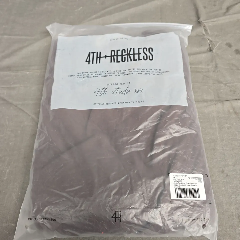BAGGED 4TH & RECKLESS PLUS SLEEVELESS DRAPE RING DETAIL MAXI DRESS - SIZE 18