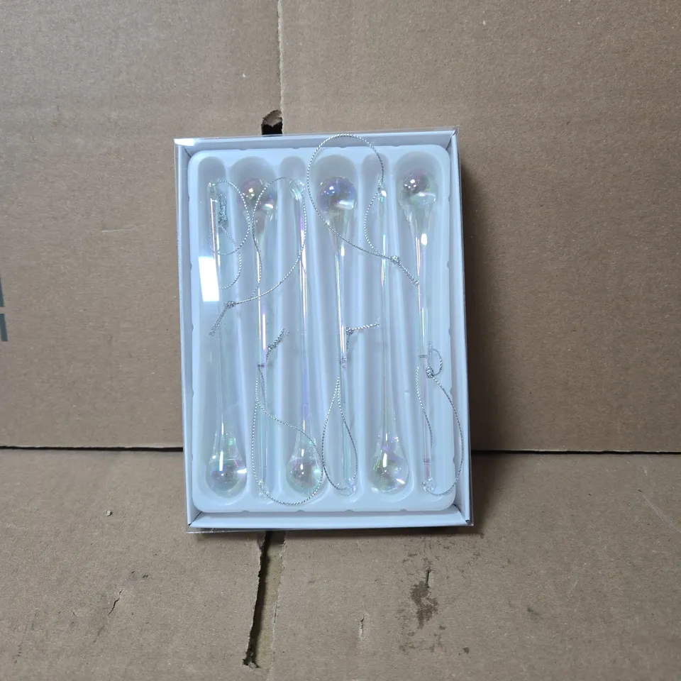 BOX OF 6 SETS OF GISELA GRAHAM CLEAR CHRISTMAS HANGING ORNAMENTS (6 ITEMS PER SET)