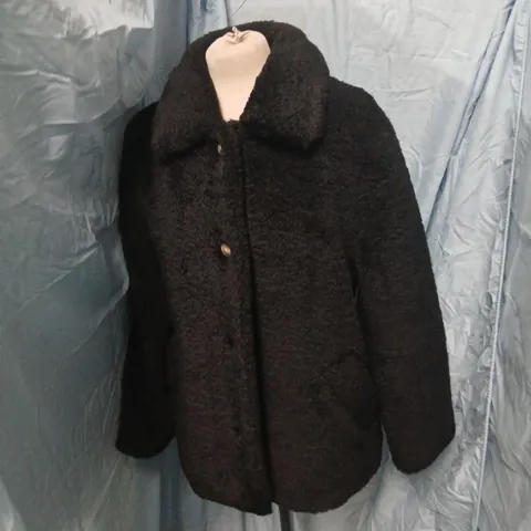 JOHN LEWIS & PARTNERS BLACK BOUCLÉ COAT, WOMEN'S UK 12