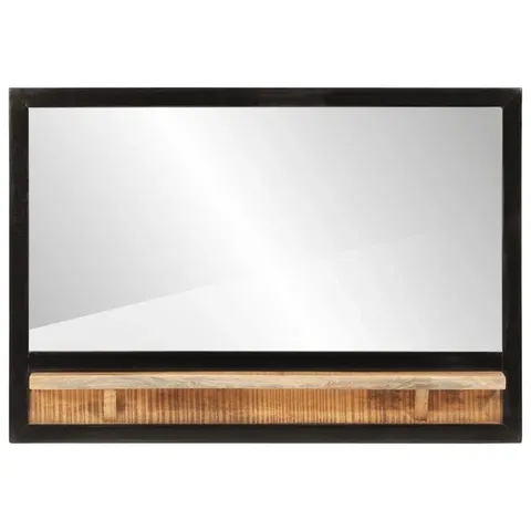 BOXED ABBEGALE SOLID WOOD RECTANGLE WALL MIRROR WITH SHELVES (1 BOX)