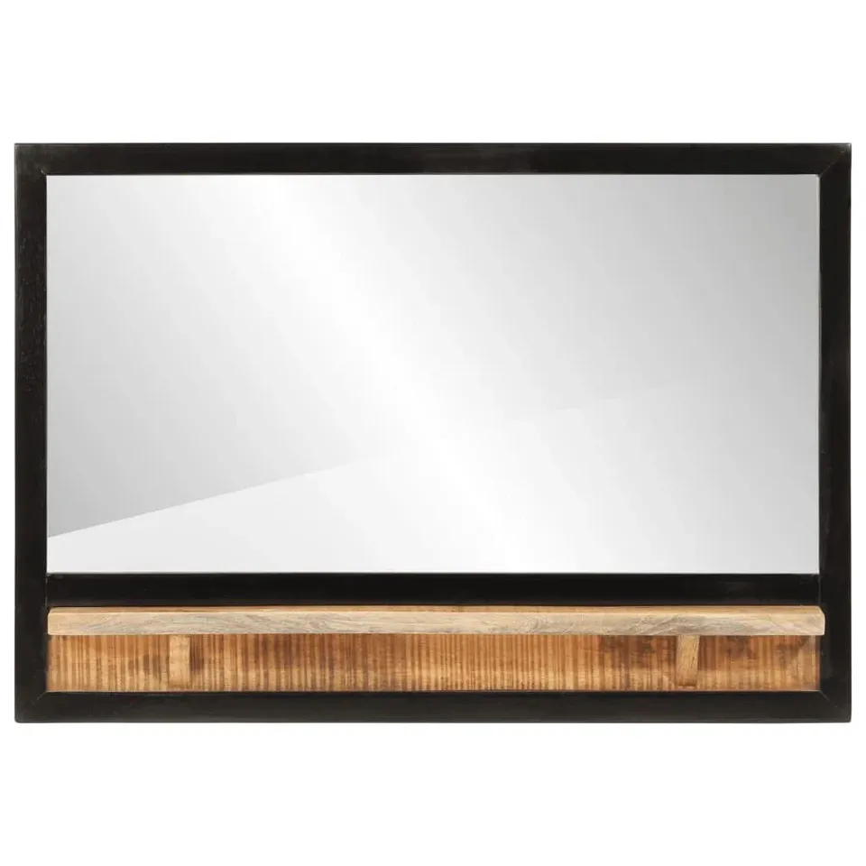 BOXED ABBEGALE SOLID WOOD RECTANGLE WALL MIRROR WITH SHELVES (1 BOX)