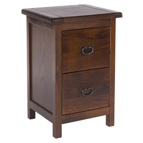 BOXED ALSACE 2 DRAWER BEDSIDE PETITE TABLE - ANTIQUE WAX (1 BOX)