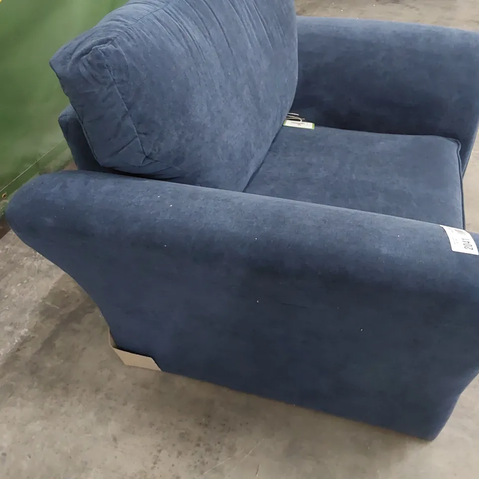 DESIGNER EASY CHAIR BLUE PLUSH FABRIC 
