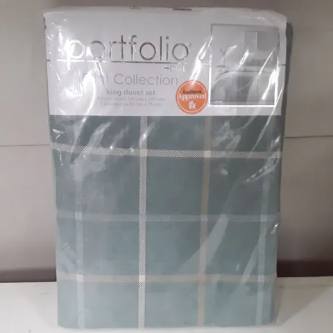 PORTFOLIO KING DUVET SET IN DUCK EGG