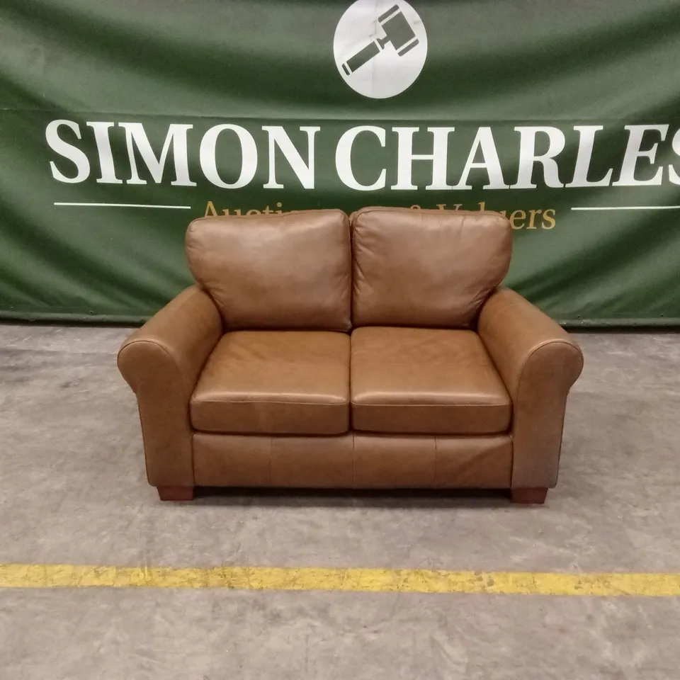 BAILEY ITALIAN LEATHER 2 SEATER SOFA - TAN RRP £749