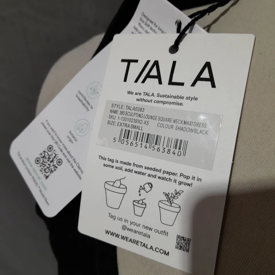 TALA 365 SCULPTING LOUNGE SQUARE NECK MAXI DRESS IN BLACK - XS