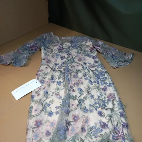 ADRIANNA PAPELL FLORAL EMBROIDED DESIGN DRESS - UK 12