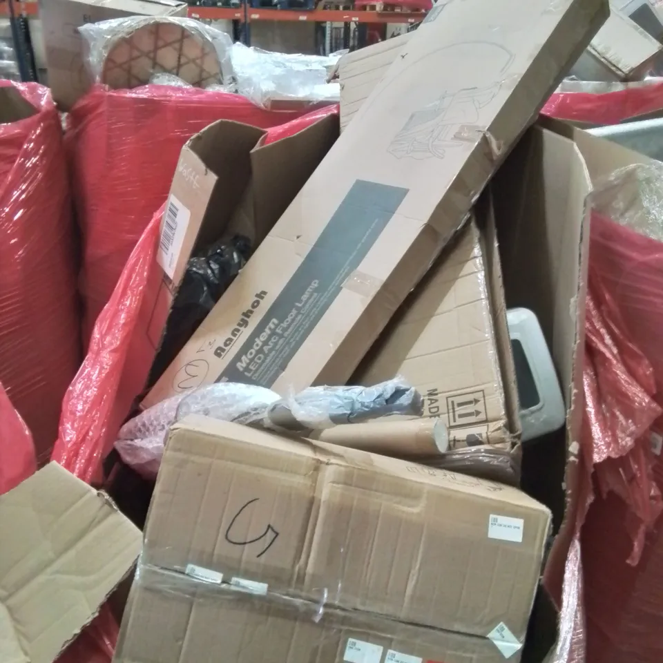 PALLET CONTAINING VARIOUS BOXED ITEMS TO INCLUDE LAMPS, TOILET SEAT COVER, AIR COOLER ETC.