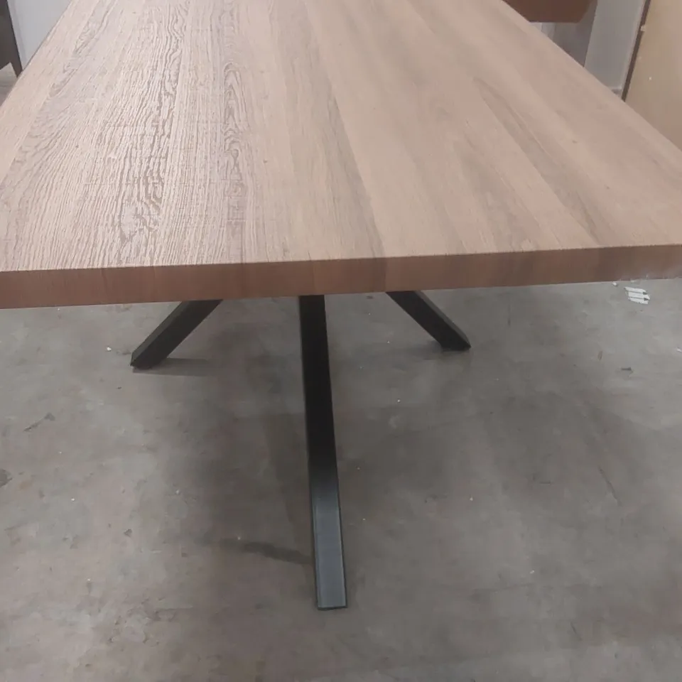 DESIGNER WOODEN DINING TABLE WITH METAL BASE