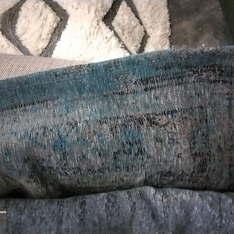 QUALITY LOUIS DE POORTERE JACQUARD FLATWEAVE GREY TURQUOISE RUG 170×240CM