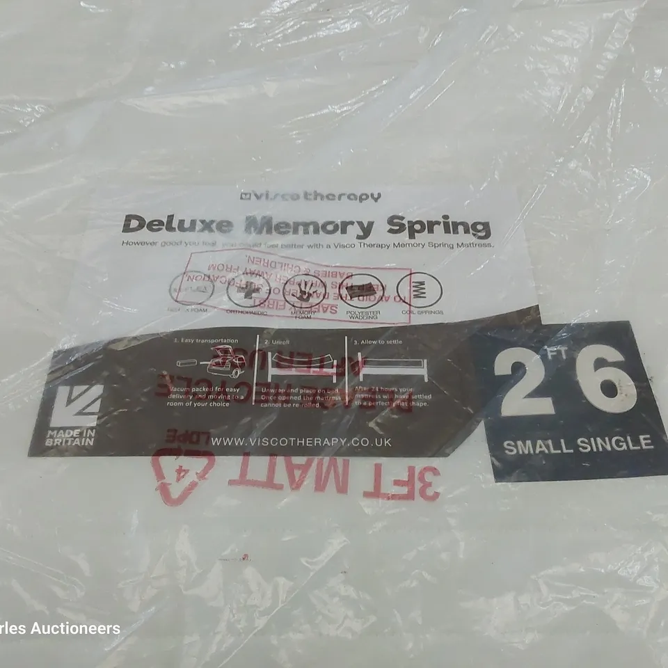 QUALITY BAGGED 2'6" SINGLE DELUXE MEMORY SPRUNG MATTRESS 