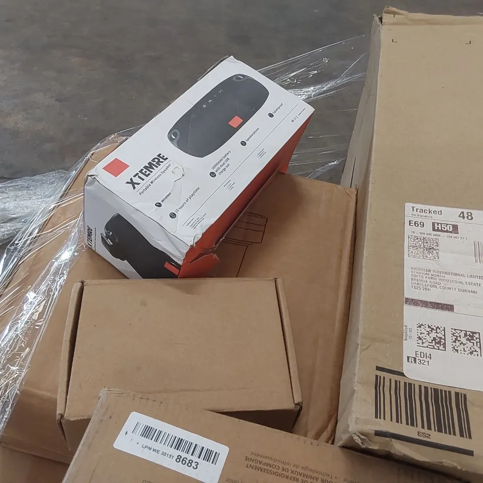 PALLET CONTAINING A LARGE ASSORTMENT OF CONSUMER PRODUCTS INCLUDING: MOMCOZY BREAST PUMP,SECURITY CAMERAS, WIRELESS SPEAKER ECT