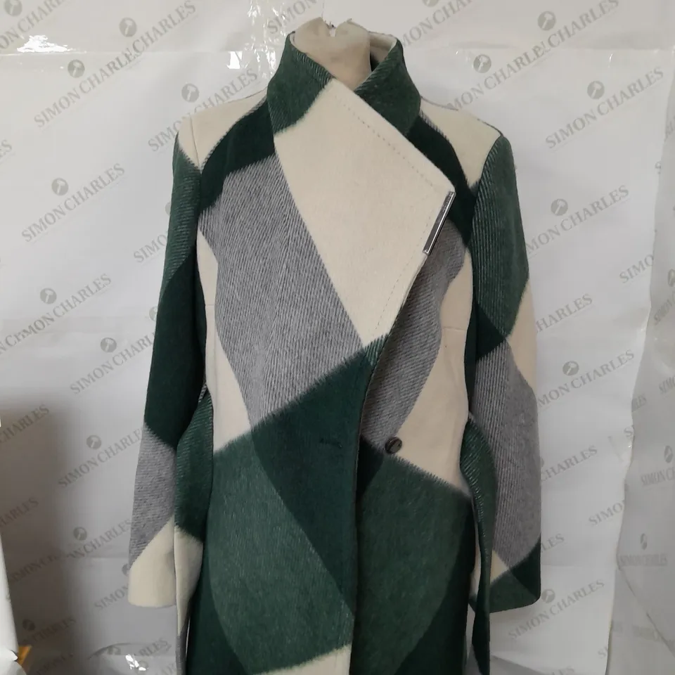 TED BAKER MIDI WRAP COAT IN IVORY SIZE 4 