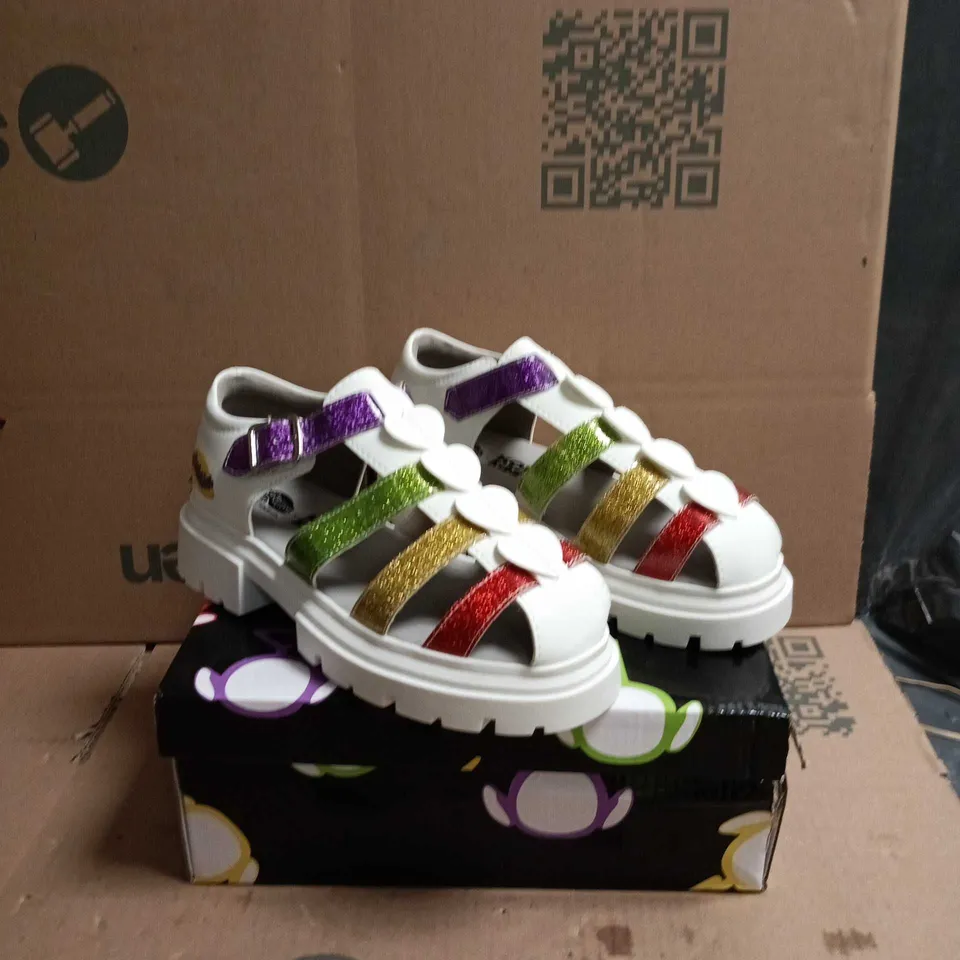 KOI KIDZ TELETUBBIES GLITTER TRUMPETS SANDALS WHITE MULTI SIZE 3