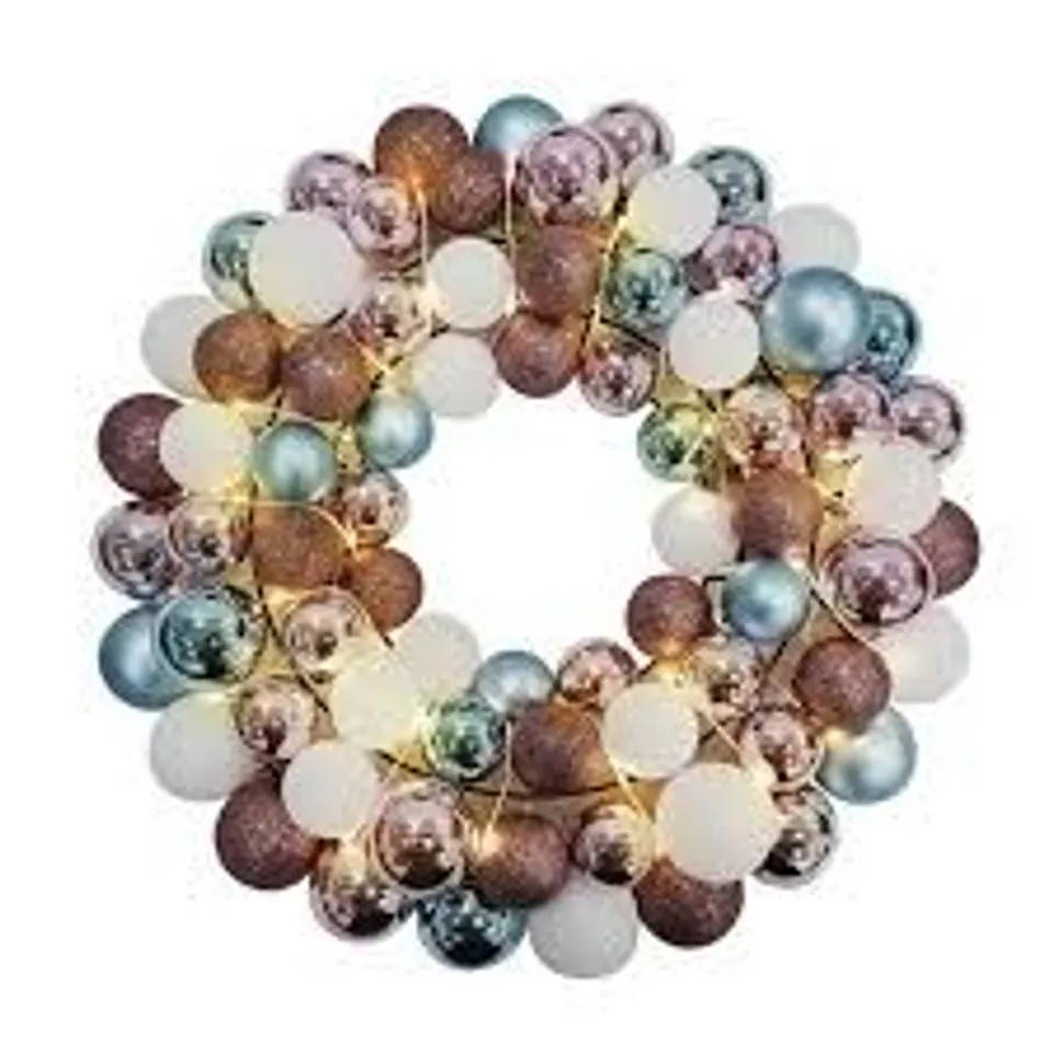 HOMW STORIES 40CM PRE LIT BAUBKE WREATH
