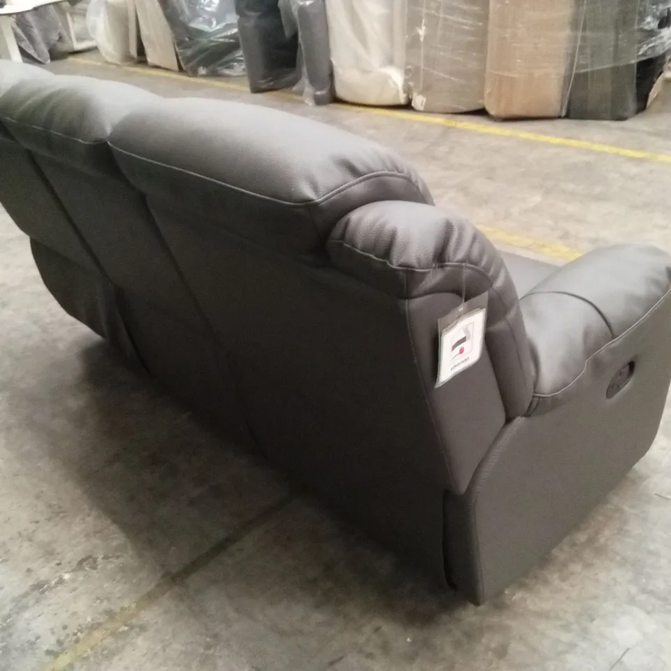 ROTHBURY LUXURY FAUX LEATHER HIGH BACK 3 SEATER MANUAL RECLINER SOFA - CHARCOAL 
