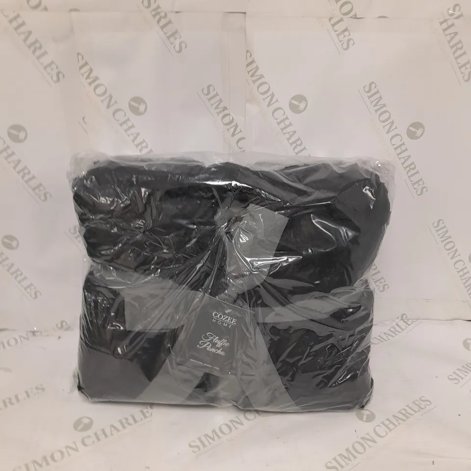 COZEE HOME FLUFFY PONCHO IN BLACK