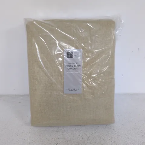 JOHN LEWIS TEXTURED WEAVE PENCIL PLEAT CURTAINS IN OATMEAL - 228X228CM