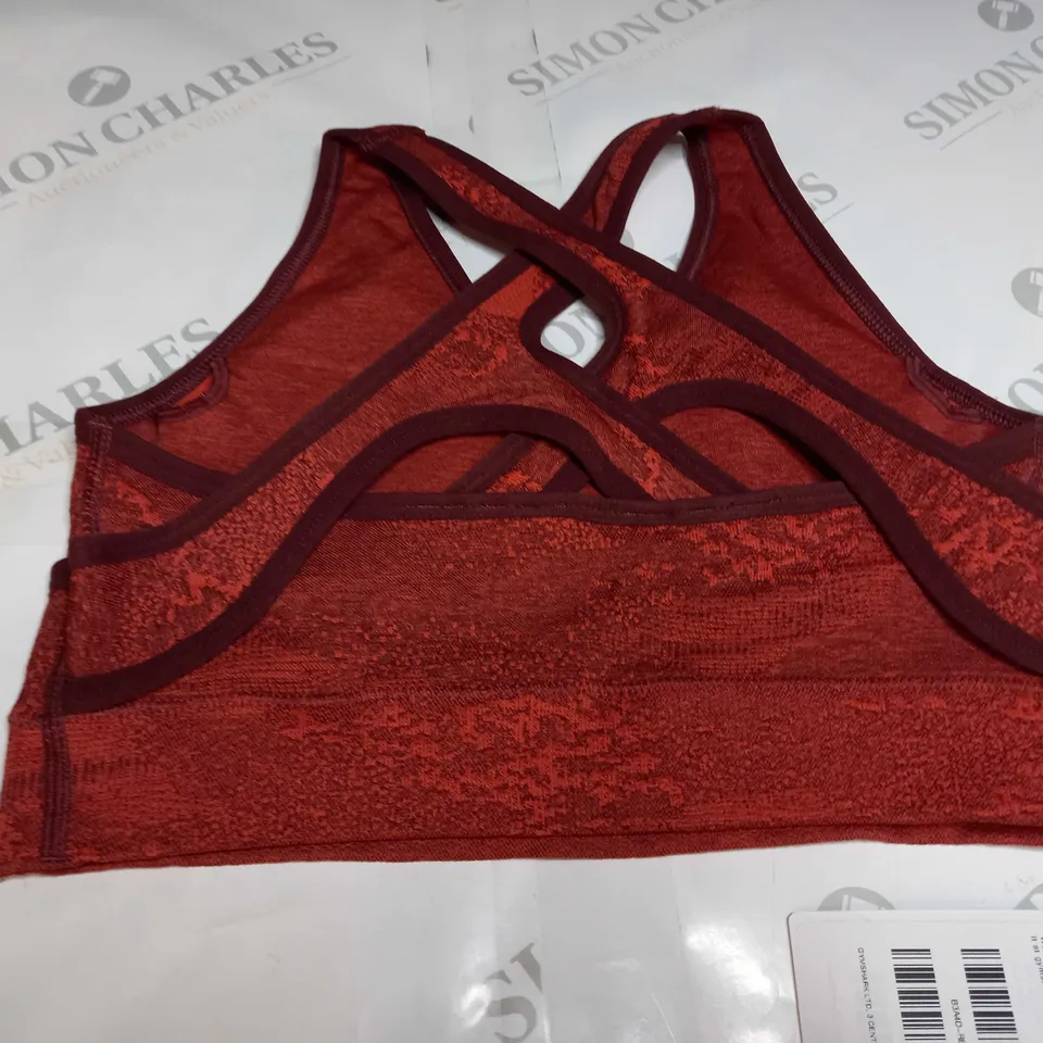 GYMSHARK ADAPT CAMO SEAMLESS SPORTSBRA IN RED - SMALL