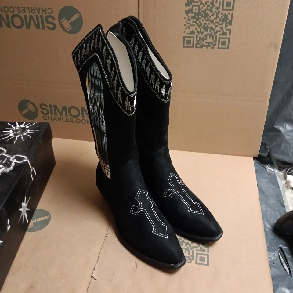 KOI BOXED UK 6 BLACK SUEDE WESTERN BOOTS (WOMEN'S)
