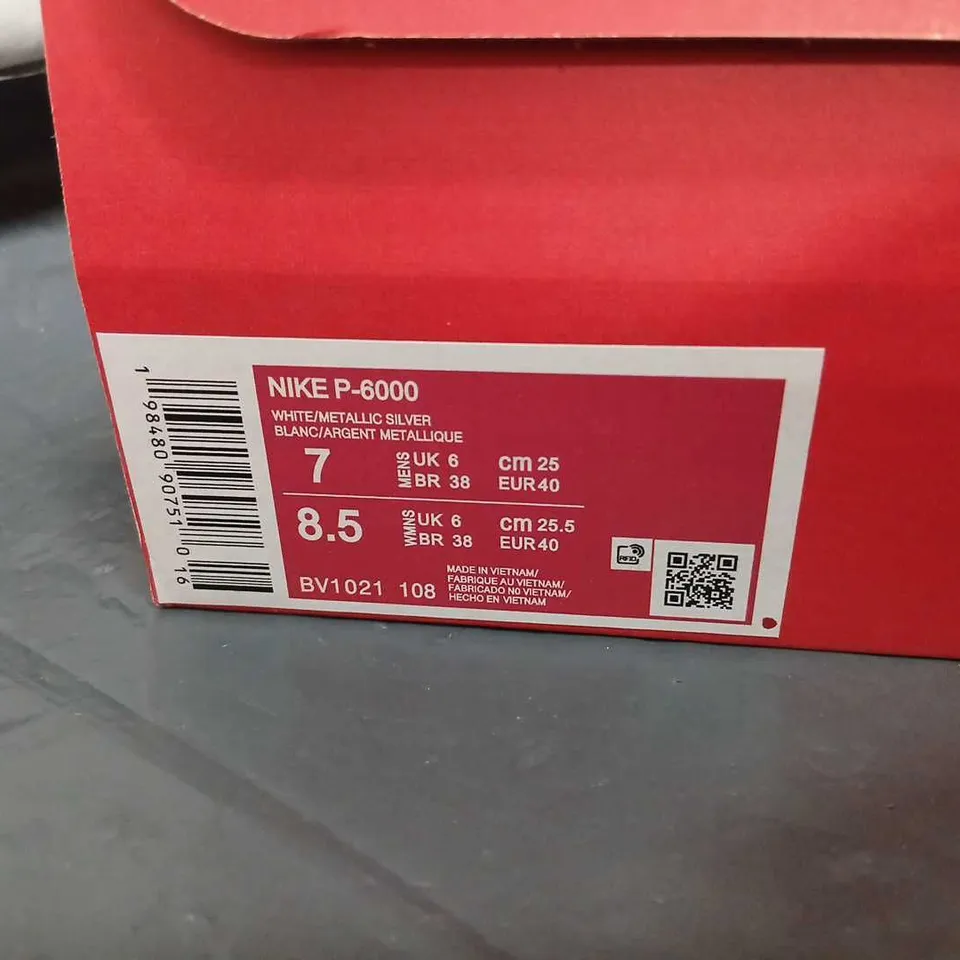 NIKE P-6000 SNEAKERS – WHITE/METALLIC SILVER WITH PINK ACCENTS, WOMEN'S UK 6