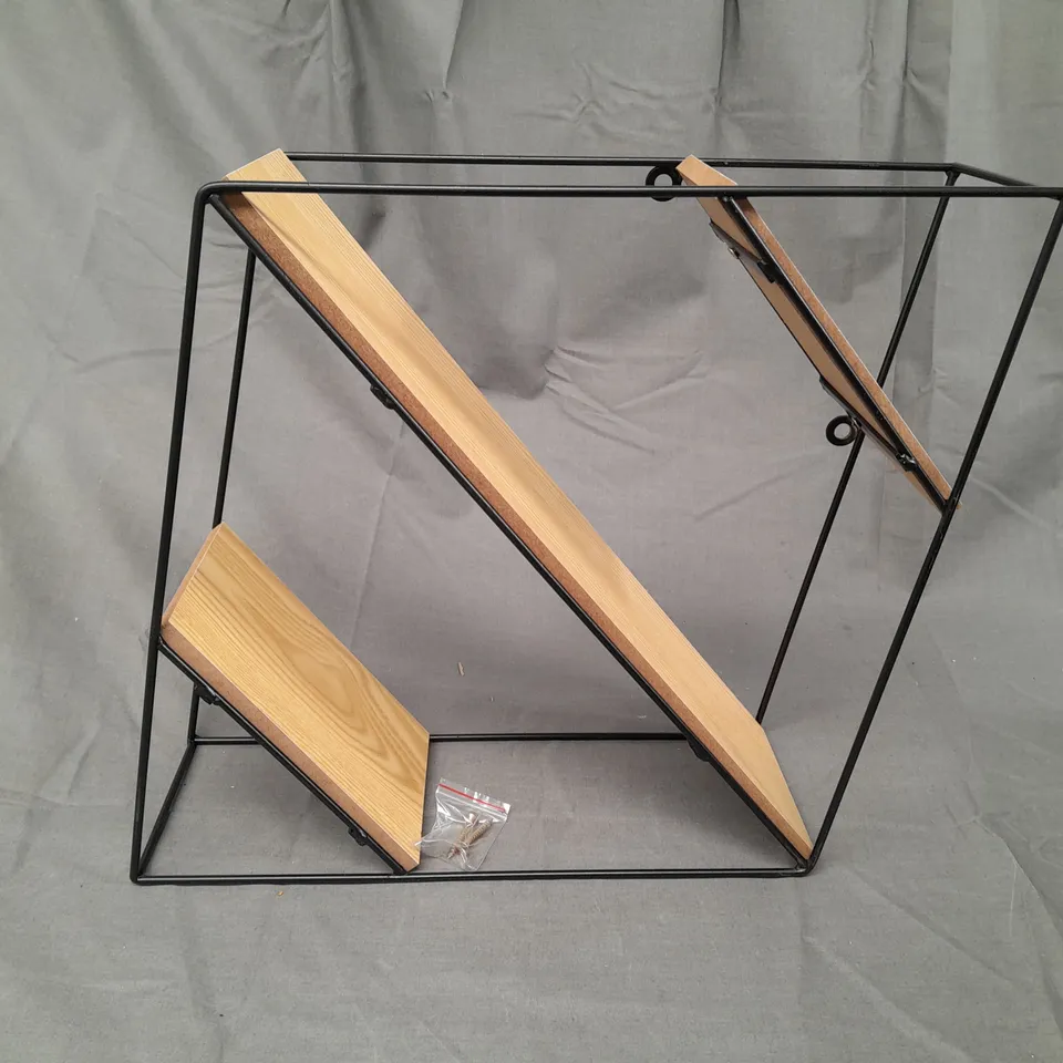 BOXED UNBRANDED DIAMOND SHAPE IRON FRAME WALL SHELF