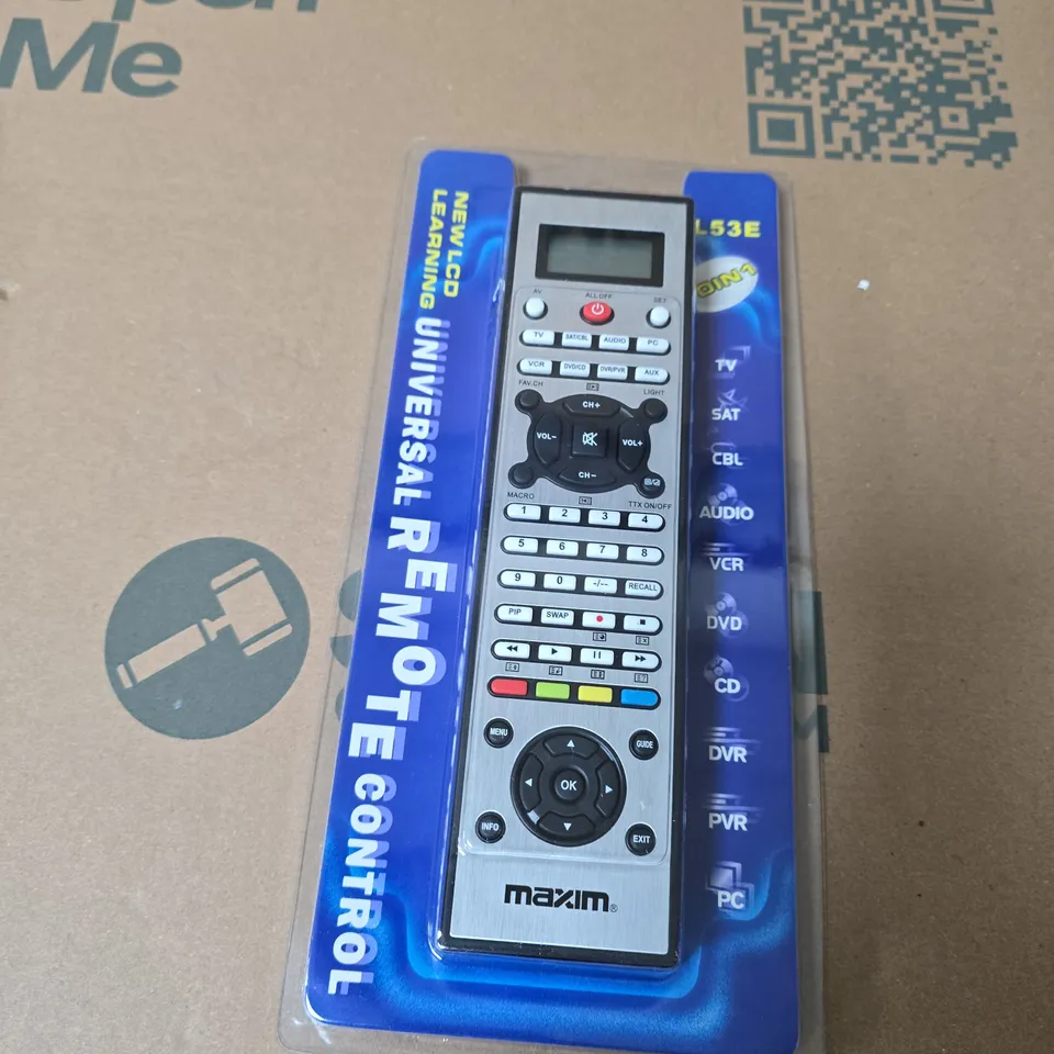BOX CONTAINING 2 X MAXIM UNIVERSAL LEARNING REMOTE CONTROL WITH LCD 