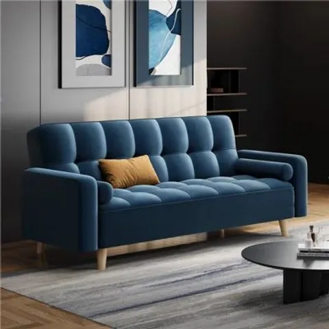 BOXED 2 SEATER CLIC CLAC SOFA BED - BLUE