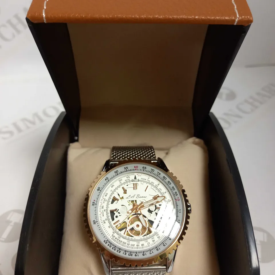 LA BANUS PART SKELETON DIAL SHARK MESH STRAP WRISTWATCH  RRP £600