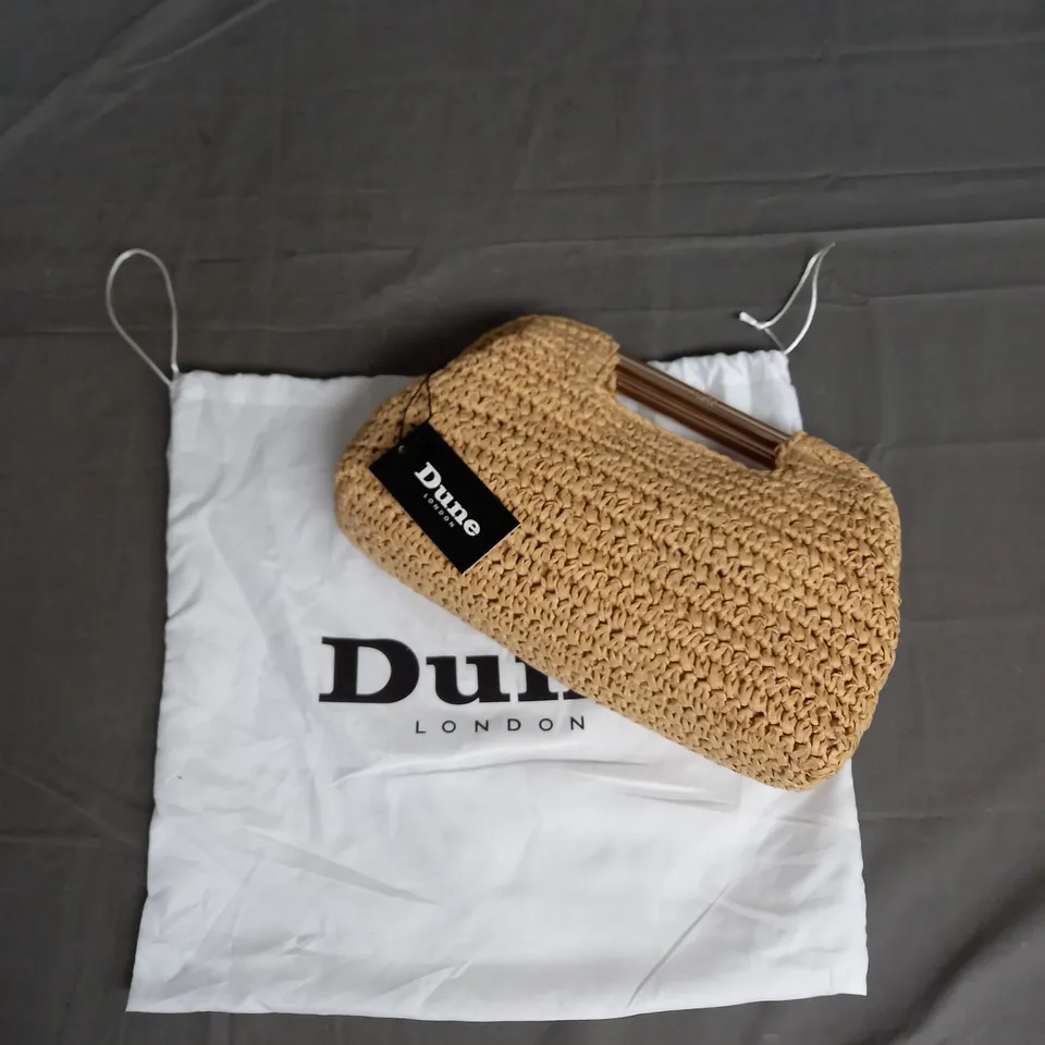 DUNE LONDON ELSABETH RAFFIA FRAME CLUTCH IN NATURAL