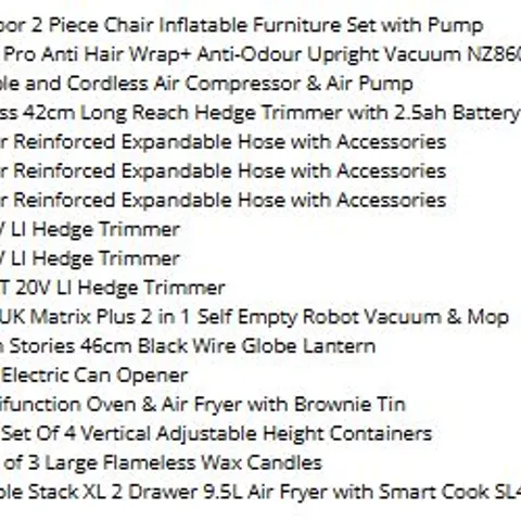 PALLET OF ASSORTED PRODUCTS TO INCLUDE SHARK VACUUMS, FLYMO HEDGE TRIMMERS AND EXPANDABLE HOSES