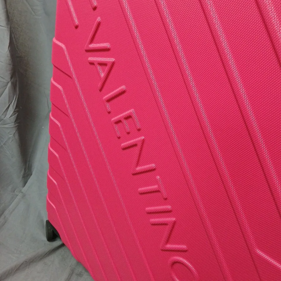 VALENTINO PINK HARD-SHELL LUGGAGE CASE – EMBOSSED BRANDING