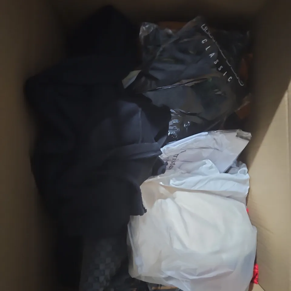 APPROXIMATELY 20 ASSORTED CLOTHING PRODUCTS IN VARIOUS STYLES & SIZES TO INCLUDE JACKETS, T-SHIRTS, DRESSES ETC