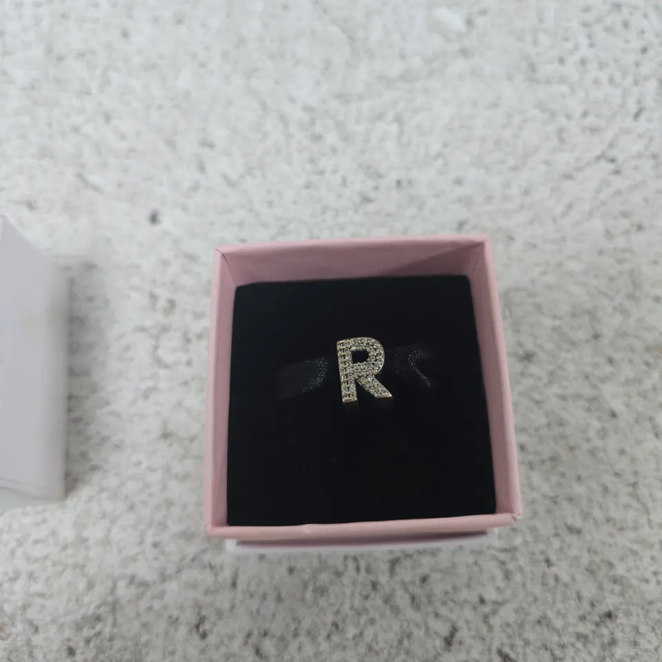 PANDORA INITIAL R CHARM – PAVÉ CRYSTAL LETTER R, SILVER-TONE (BOXED)