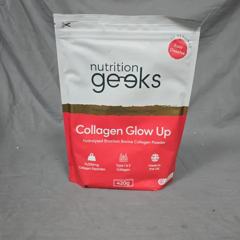 NUTRITION GEEKS COLLAGEN GLOW UP BOVINE COLLAGEN POWDER - 420G UNFLAVOURED