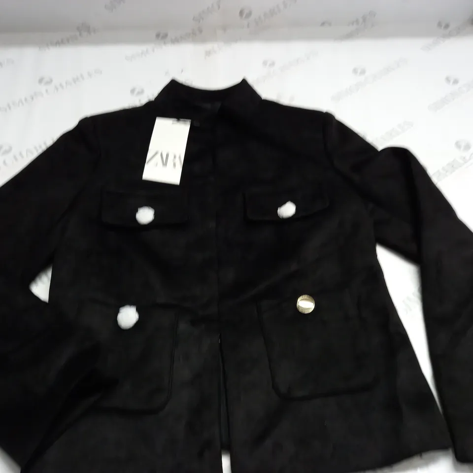 ZARA POCKET DETAIL BLACK JACKET - UK M