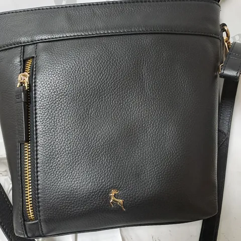 ASH WOOD LEATHER CROSSBODY BAG IN BLACK