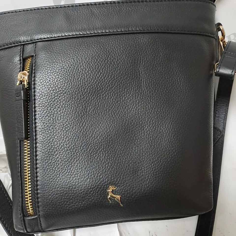 ASH WOOD LEATHER CROSSBODY BAG IN BLACK