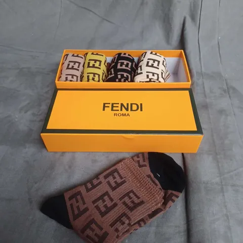 BOXED FENDI ROMA 5PAK SOCKS IN ASSORTED COLOURS