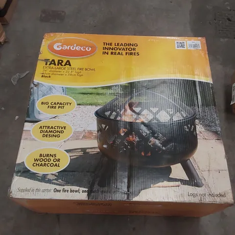 BOXED NEO BLACK GARDEN STEEL FIRE PIT OUTDOOR HEATER FIREPIT/GRILL (1 BOX)