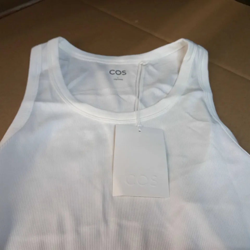 COS CREAM RIBBED VEST TOP - LARGE