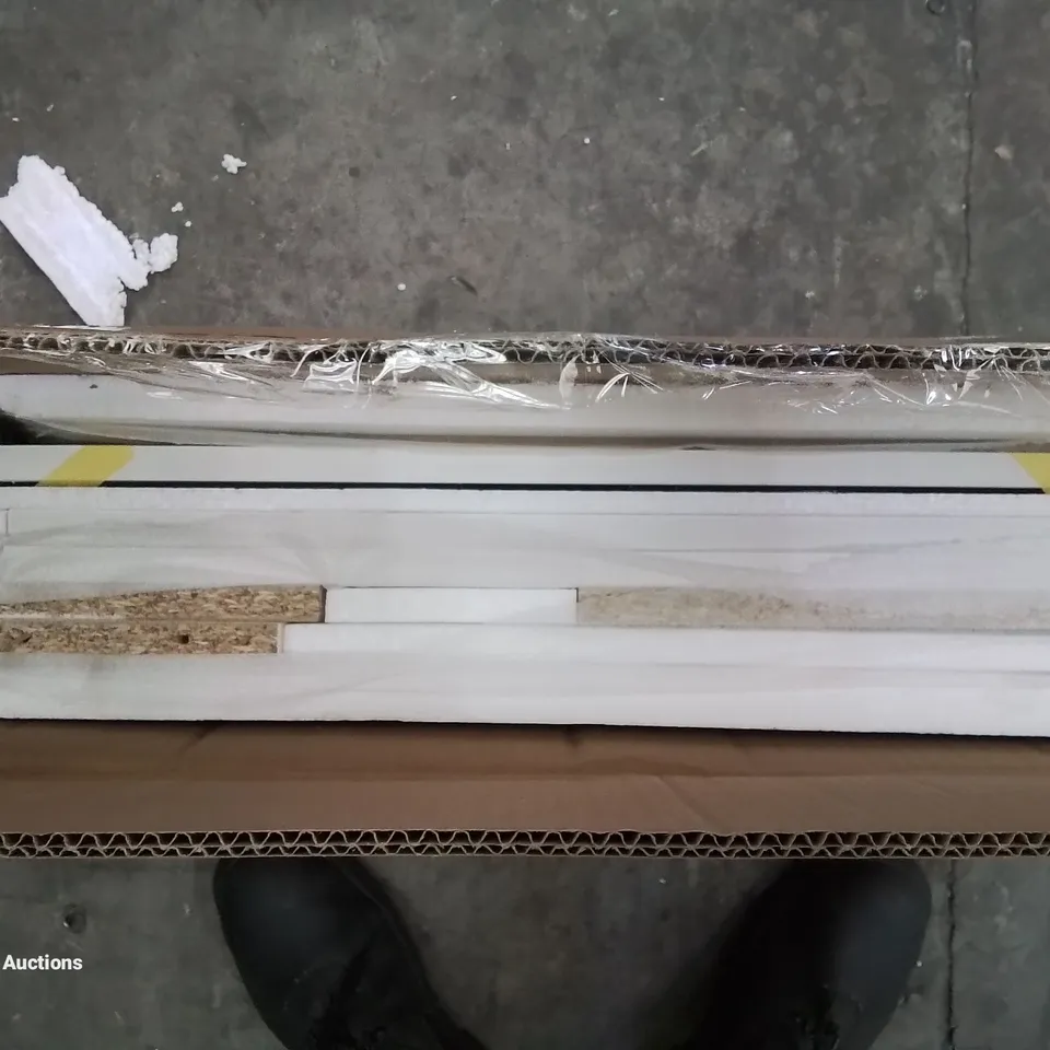 A BOXED STORAGE CABINET IN WHITE 