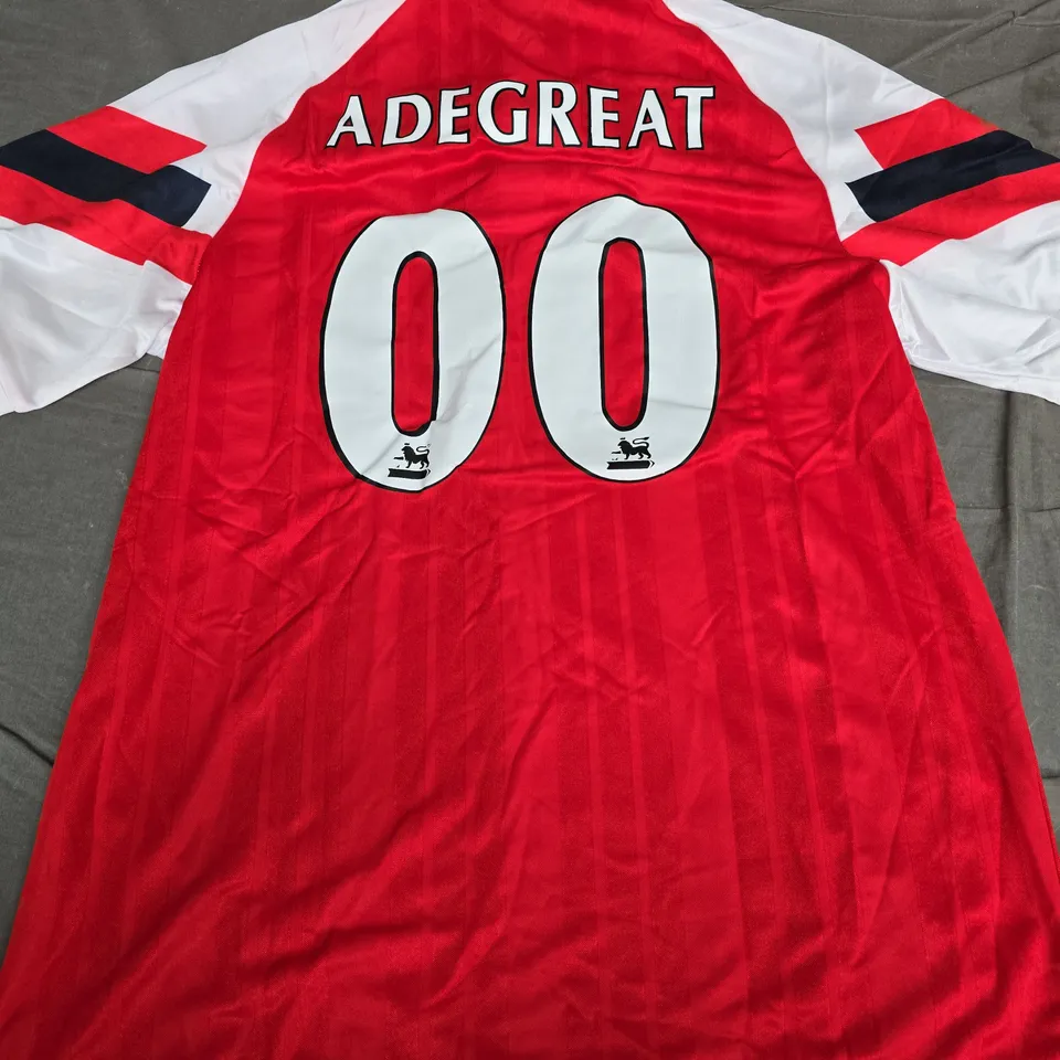 ARSENAL FC ADIDAS JERSEY – RED HOME SHIRT WITH JVC SPONSOR, BACK ADEGREAT 00 (XL)