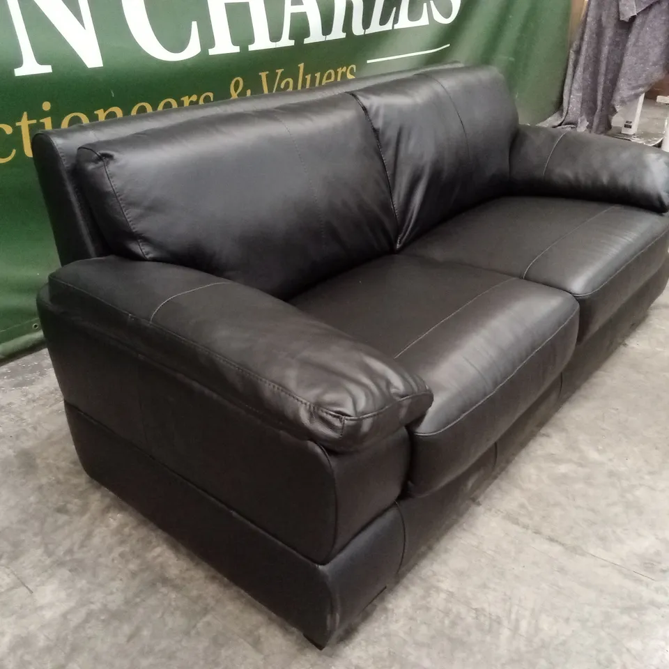 MARLOW 3 SEATER LEATHER SOFA - BLACK RRP £1399