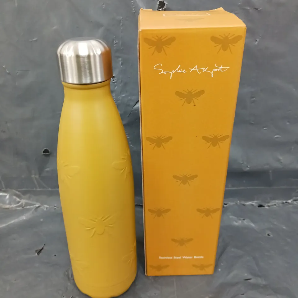 BOXED SOPHIE ALLPORT STAINLESS STEEL BEE THEMED WATER BOTTLE 