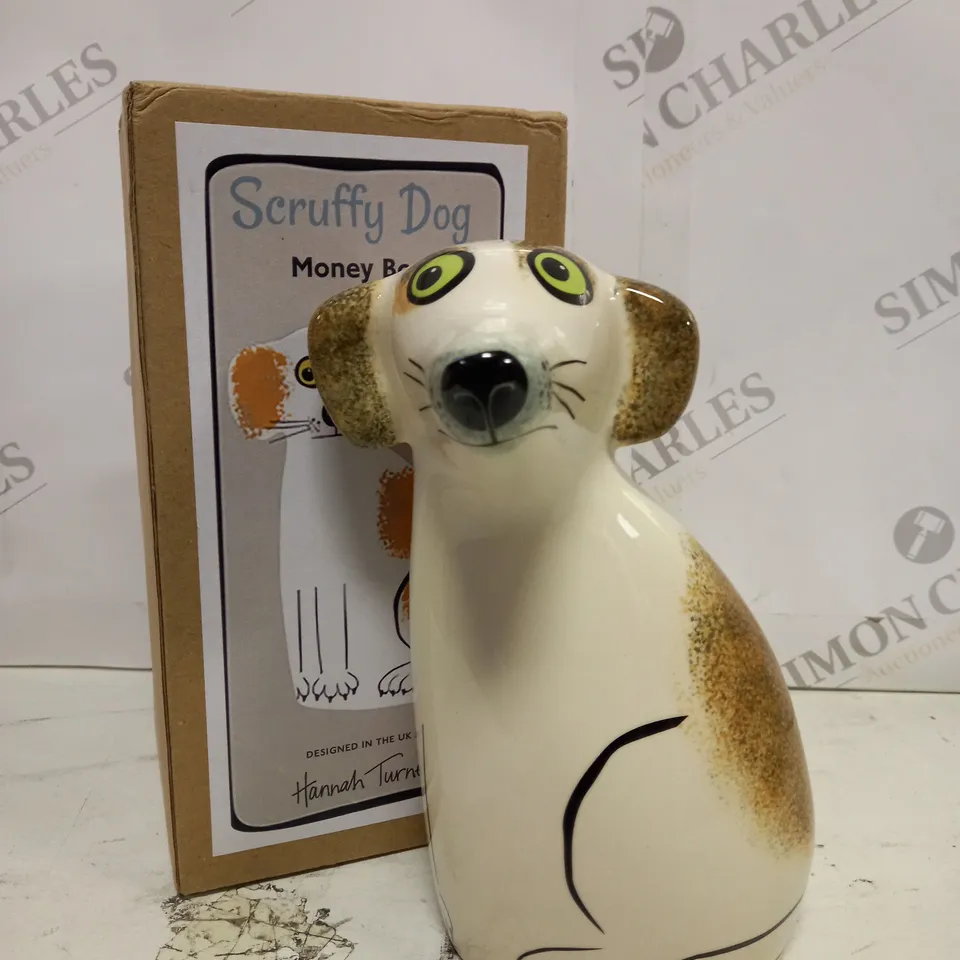 BOXED HANNAH TURNER SCRUFFY DOG MONEY BOX