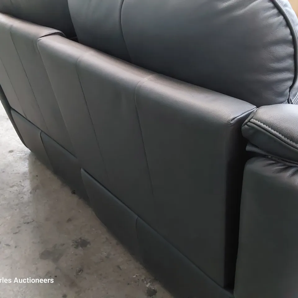 QUALITY BRITISH DESIGNER G PLAN JACKSON POWER RECLINING THREE SEATER SOFA CAMBRIDGE PETROL BLUE LEATHER 