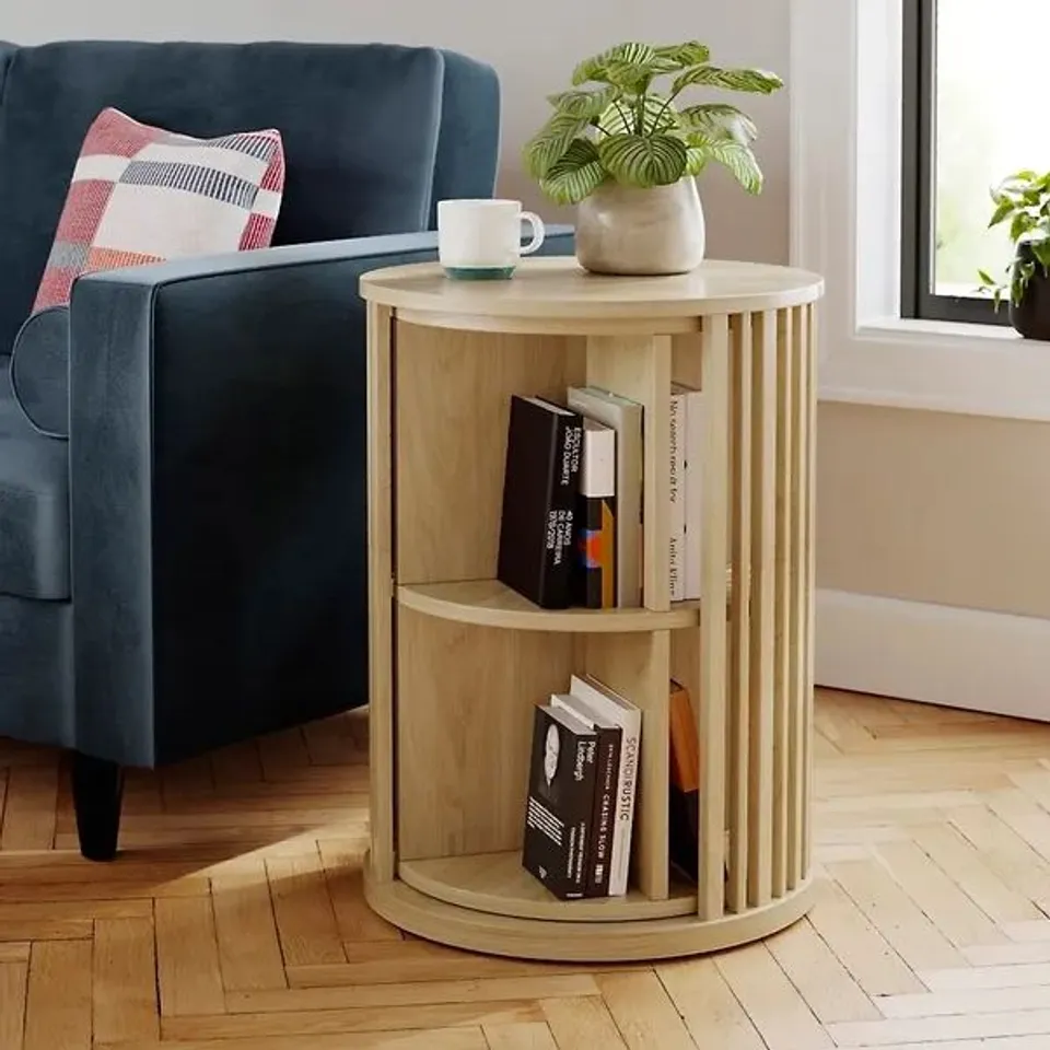 BOXED RIA ROTATING BOOKCASE - OAK EFFECT